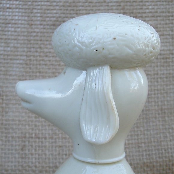 Vintage Avon Poodle Bath Oil Bottle milk glass - Picture 16 of 16